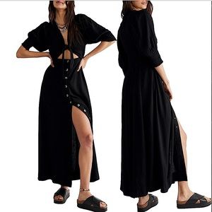 NWOT Free people black string of hearts cutout maxi dress